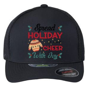 Christmas Xmas Time Spread Holiday Cheer With Joy Gift Flexfit Unipanel Trucker Cap