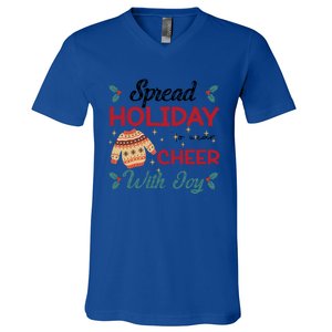 Christmas Xmas Time Spread Holiday Cheer With Joy Gift V-Neck T-Shirt