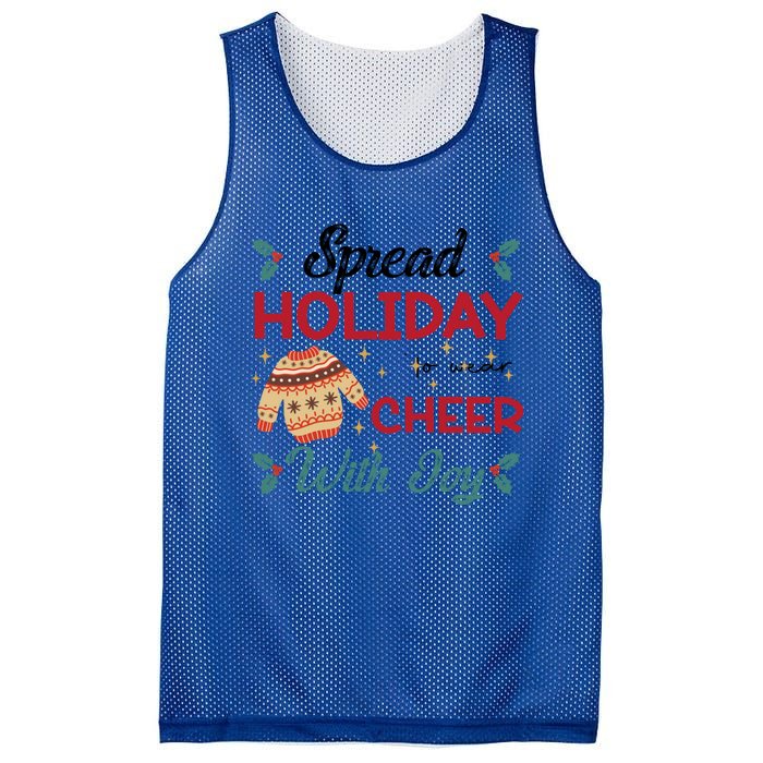 Christmas Xmas Time Spread Holiday Cheer With Joy Gift Mesh Reversible Basketball Jersey Tank