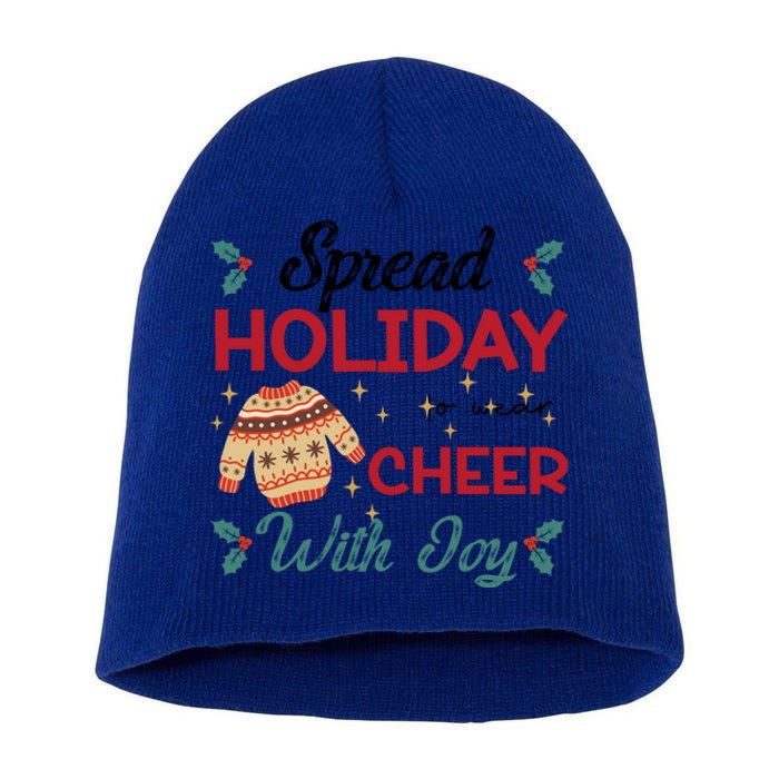 Christmas Xmas Time Spread Holiday Cheer With Joy Gift Short Acrylic Beanie