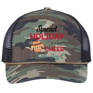 Christmas Xmas Time Spread Holiday Cheer With Joy Gift Retro Rope Trucker Hat Cap