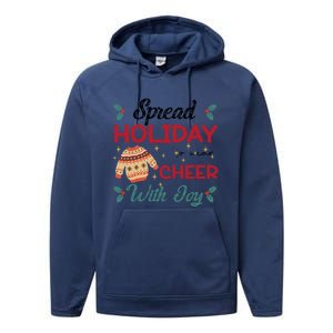 Christmas Xmas Time Spread Holiday Cheer With Joy Gift Performance Fleece Hoodie