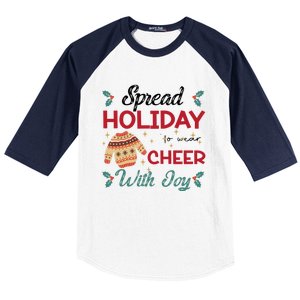 Christmas Xmas Time Spread Holiday Cheer With Joy Gift Baseball Sleeve Shirt