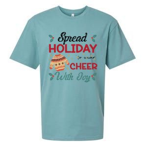 Christmas Xmas Time Spread Holiday Cheer With Joy Gift Sueded Cloud Jersey T-Shirt