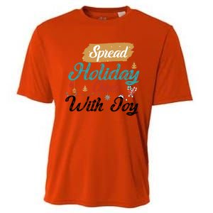 Christmas Xmas Time Spread Holiday Cheer With Joy Gift Cooling Performance Crew T-Shirt