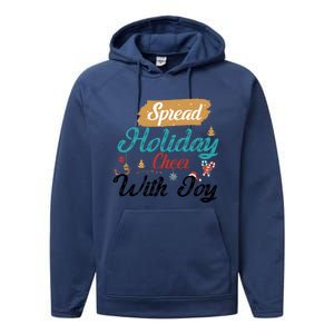 Christmas Xmas Time Spread Holiday Cheer With Joy Gift Performance Fleece Hoodie