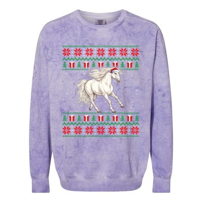 Cute Xmas Ugly Xmas Style Santa Hat Horse Christmas Colorblast Crewneck Sweatshirt