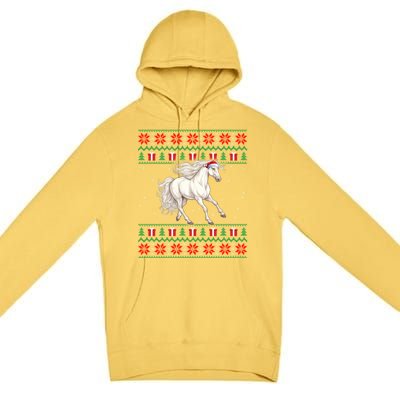 Cute Xmas Ugly Xmas Style Santa Hat Horse Christmas Premium Pullover Hoodie