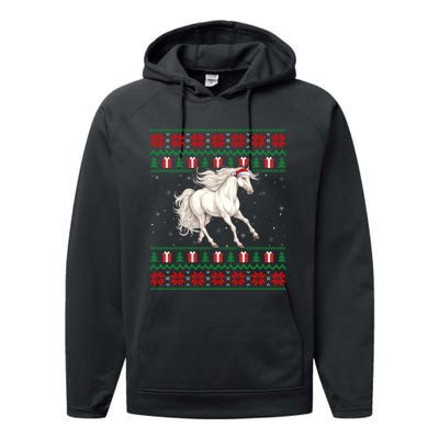 Cute Xmas Ugly Xmas Style Santa Hat Horse Christmas Performance Fleece Hoodie