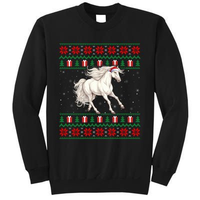 Cute Xmas Ugly Xmas Style Santa Hat Horse Christmas Sweatshirt