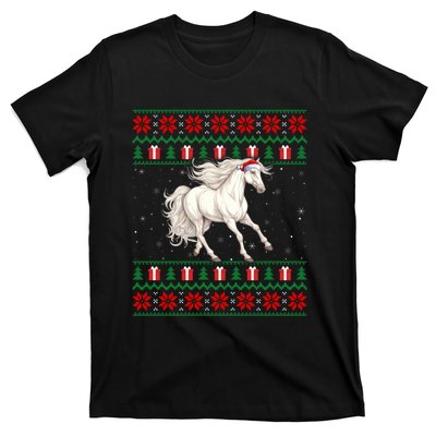 Cute Xmas Ugly Xmas Style Santa Hat Horse Christmas T-Shirt