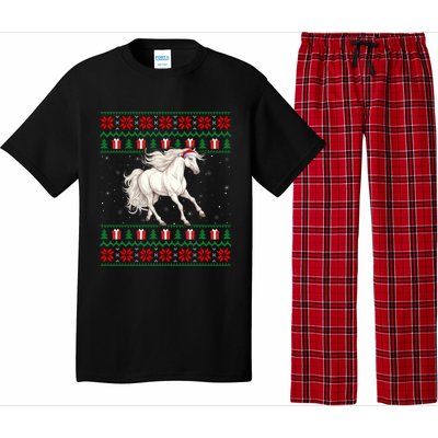 Cute Xmas Ugly Xmas Style Santa Hat Horse Christmas Pajama Set