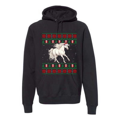 Cute Xmas Ugly Xmas Style Santa Hat Horse Christmas Premium Hoodie