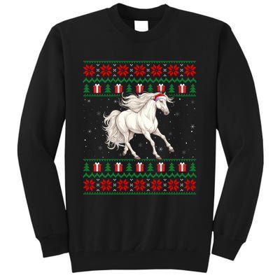 Cute Xmas Ugly Xmas Style Santa Hat Horse Christmas Tall Sweatshirt