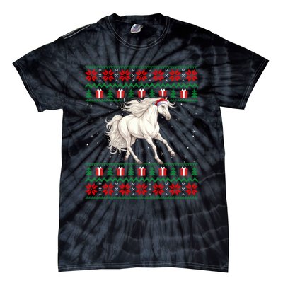 Cute Xmas Ugly Xmas Style Santa Hat Horse Christmas Tie-Dye T-Shirt