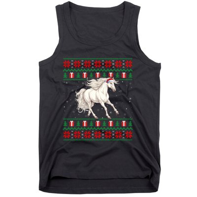 Cute Xmas Ugly Xmas Style Santa Hat Horse Christmas Tank Top