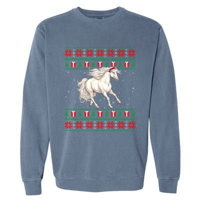 Cute Xmas Ugly Xmas Style Santa Hat Horse Christmas Garment-Dyed Sweatshirt