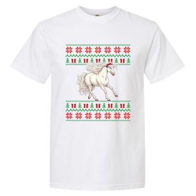 Cute Xmas Ugly Xmas Style Santa Hat Horse Christmas Garment-Dyed Heavyweight T-Shirt