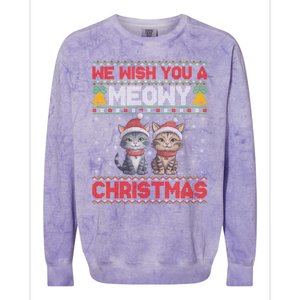 Cat Xmas Ugly We Wish You A Meowy Cat Christmas Gift Colorblast Crewneck Sweatshirt