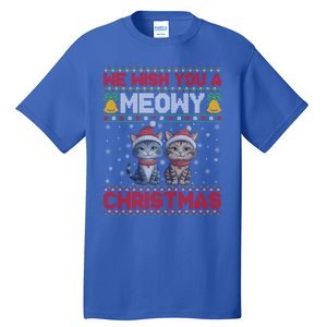 Cat Xmas Ugly We Wish You A Meowy Cat Christmas Gift Tall T-Shirt