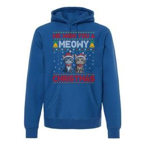 Cat Xmas Ugly We Wish You A Meowy Cat Christmas Gift Premium Hoodie