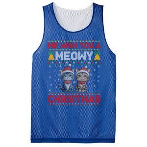 Cat Xmas Ugly We Wish You A Meowy Cat Christmas Gift Mesh Reversible Basketball Jersey Tank