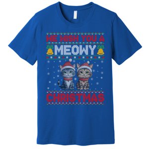 Cat Xmas Ugly We Wish You A Meowy Cat Christmas Gift Premium T-Shirt