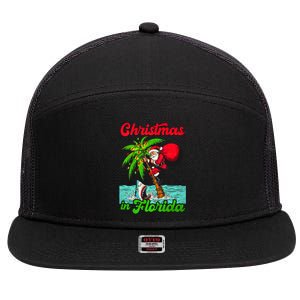 Christmas Xmas Vibes Florida Vacation Christmas In Florida 7 Panel Mesh Trucker Snapback Hat