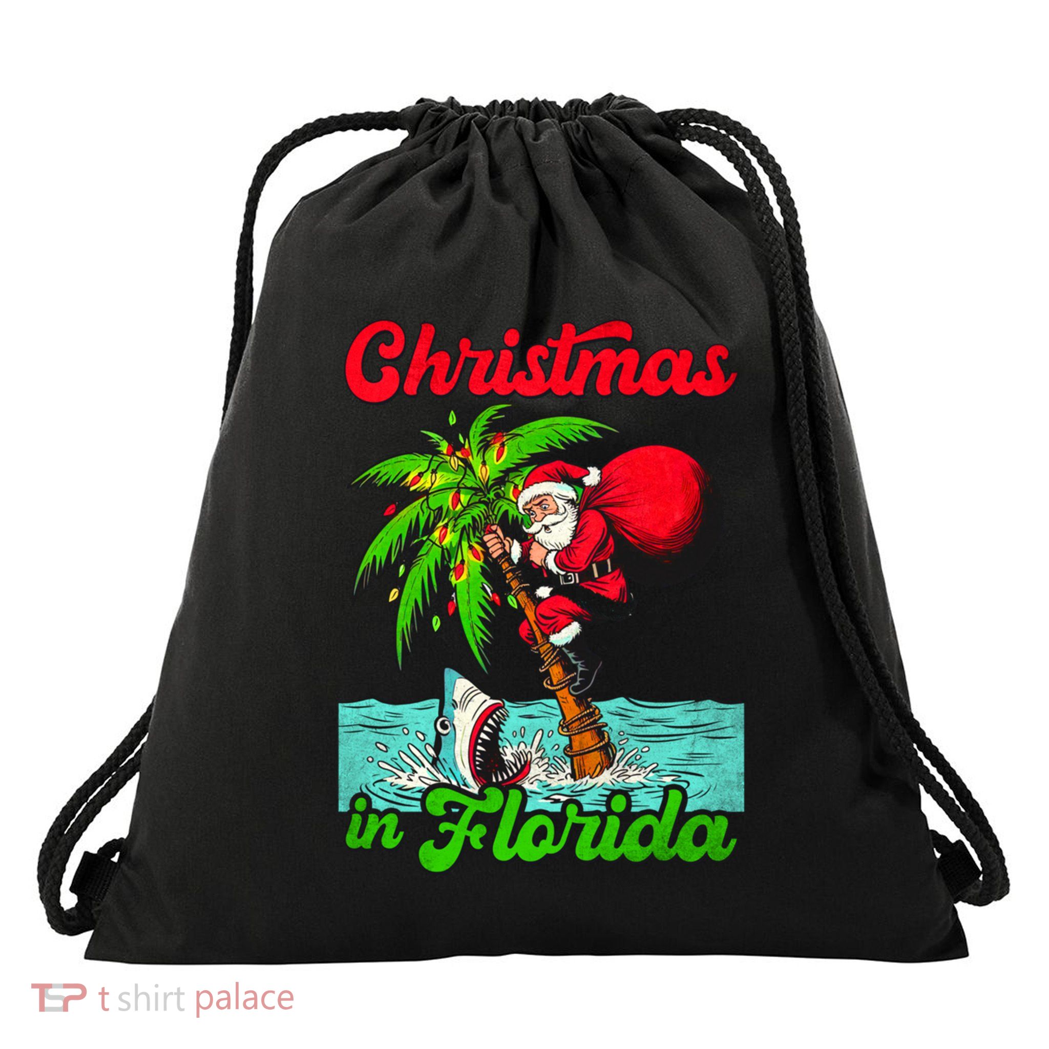 Christmas Xmas Vibes Florida Vacation Christmas In Florida Drawstring Bag