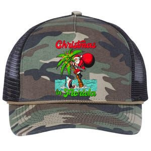 Christmas Xmas Vibes Florida Vacation Christmas In Florida Retro Rope Trucker Hat Cap