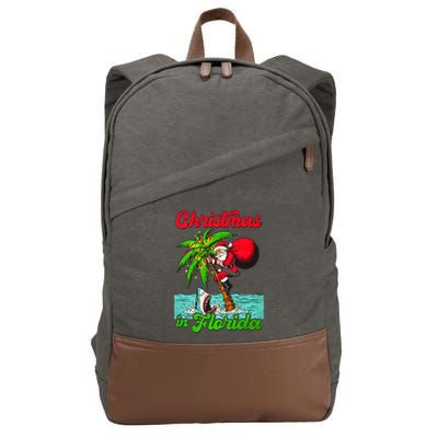 Christmas Xmas Vibes Florida Vacation Christmas In Florida Cotton Canvas Backpack