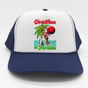 Christmas Xmas Vibes Florida Vacation Christmas In Florida Trucker Hat