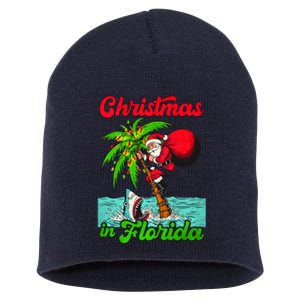 Christmas Xmas Vibes Florida Vacation Christmas In Florida Short Acrylic Beanie