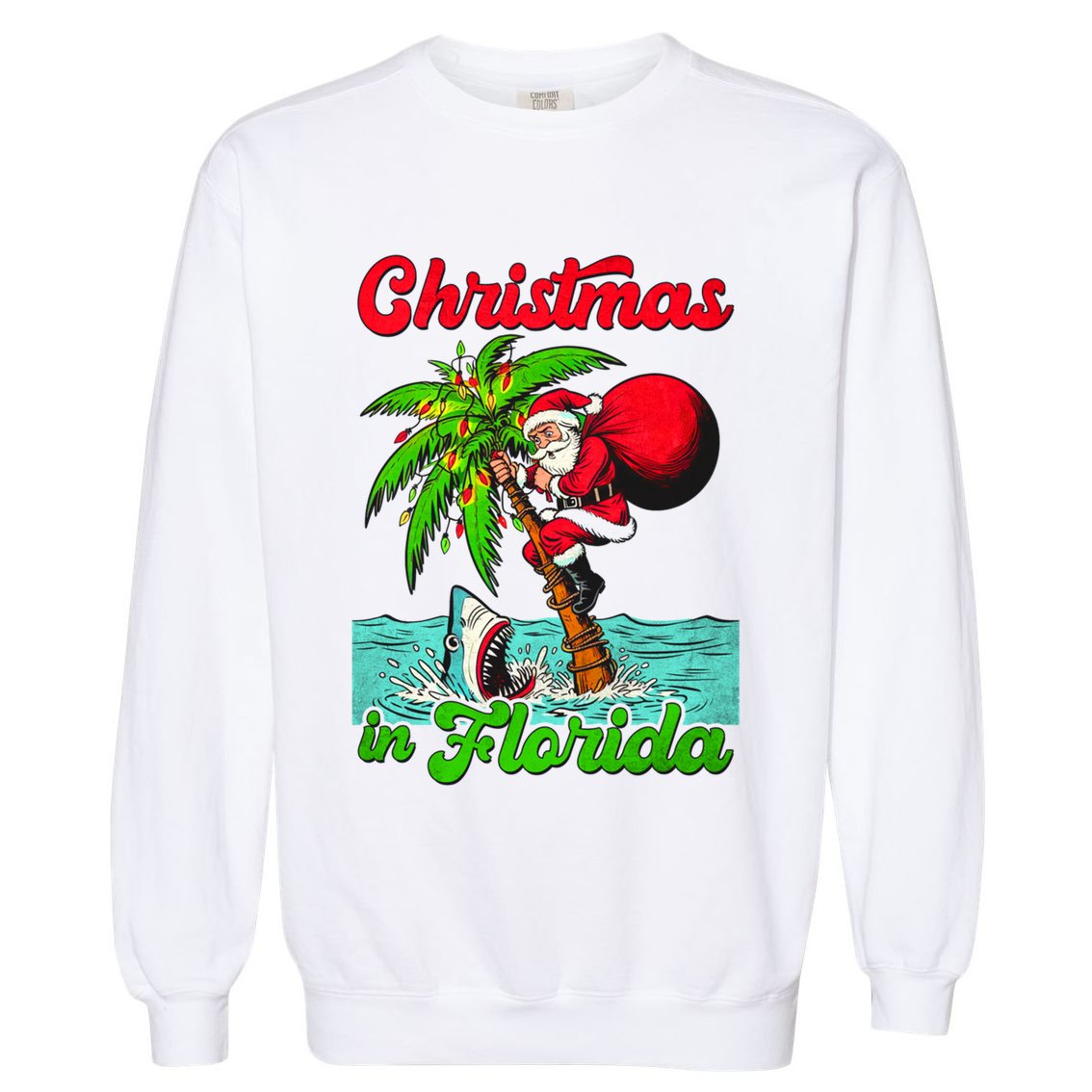 Christmas Xmas Vibes Florida Vacation Christmas In Florida Garment-Dyed Sweatshirt