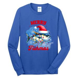 Christmas Xmas Vibes Tuna Fish Fishing Lover Merry Fishmas Gift Tall Long Sleeve T-Shirt