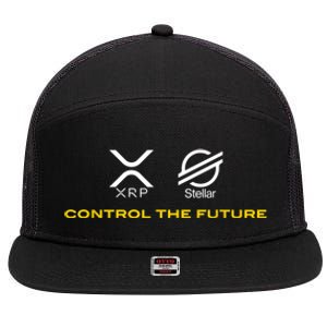 Cryptocurrency XRP XLM Coin Control The Future 7 Panel Mesh Trucker Snapback Hat