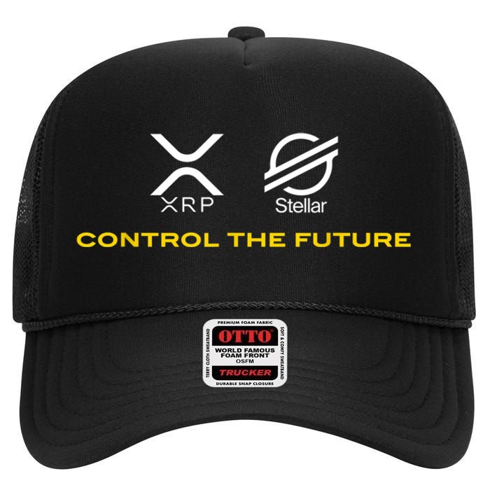 Cryptocurrency XRP XLM Coin Control The Future High Crown Mesh Back Trucker Hat