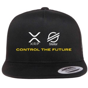 Cryptocurrency XRP XLM Coin Control The Future Flat Bill Trucker Hat