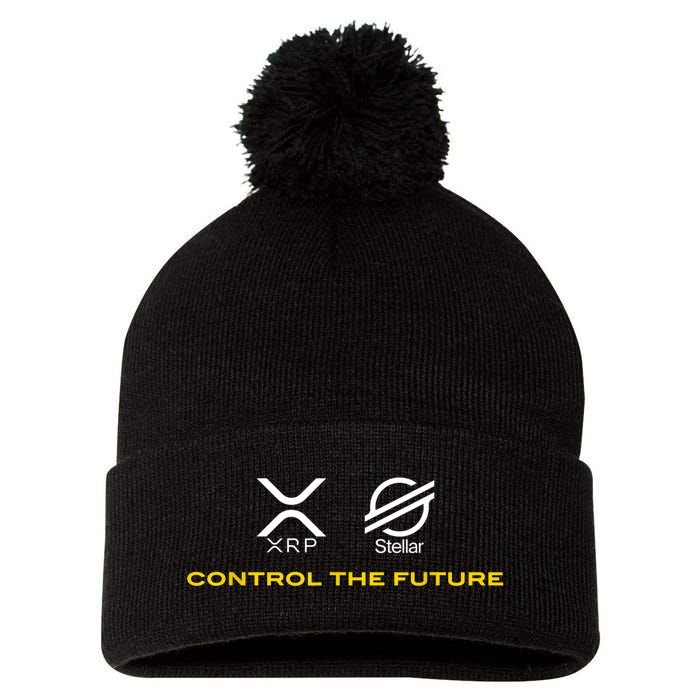 Cryptocurrency XRP XLM Coin Control The Future Pom Pom 12in Knit Beanie