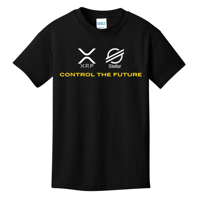 Cryptocurrency XRP XLM Coin Control The Future Kids T-Shirt