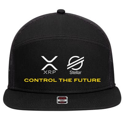 Cryptocurrency Xrp Xlm Coin Control The Future 7 Panel Mesh Trucker Snapback Hat