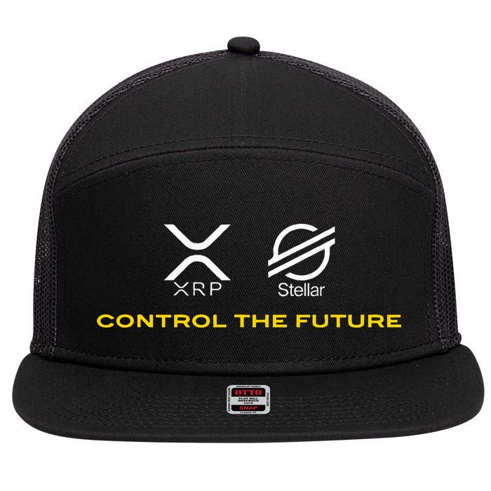Cryptocurrency Xrp Xlm Coin Control The Future 7 Panel Mesh Trucker Snapback Hat