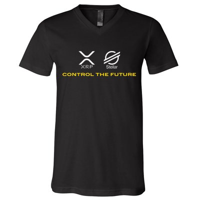 Cryptocurrency Xrp Xlm Coin Control The Future V-Neck T-Shirt