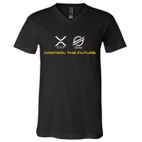 Cryptocurrency Xrp Xlm Coin Control The Future V-Neck T-Shirt
