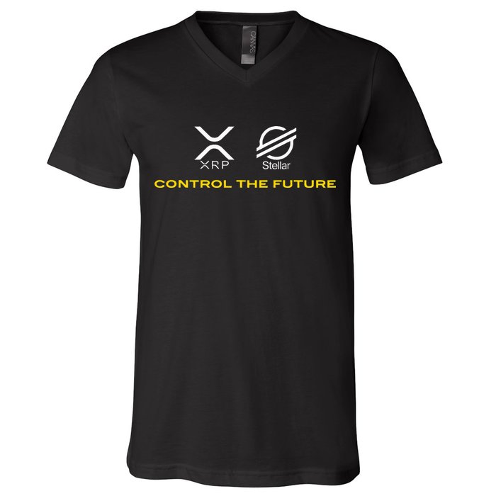 Cryptocurrency Xrp Xlm Coin Control The Future V-Neck T-Shirt