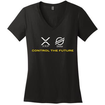 Cryptocurrency Xrp Xlm Coin Control The Future Women's V-Neck T-Shirt
