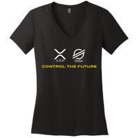 Cryptocurrency Xrp Xlm Coin Control The Future Women's V-Neck T-Shirt
