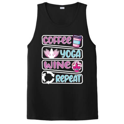 Coffee Yoga And Wine Repeat Yoga Meaningful Gift PosiCharge Competitor Tank