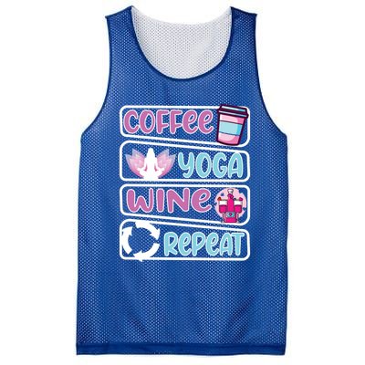 Coffee Yoga And Wine Repeat Yoga Meaningful Gift Mesh Reversible Basketball Jersey Tank