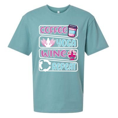 Coffee Yoga And Wine Repeat Yoga Meaningful Gift Sueded Cloud Jersey T-Shirt